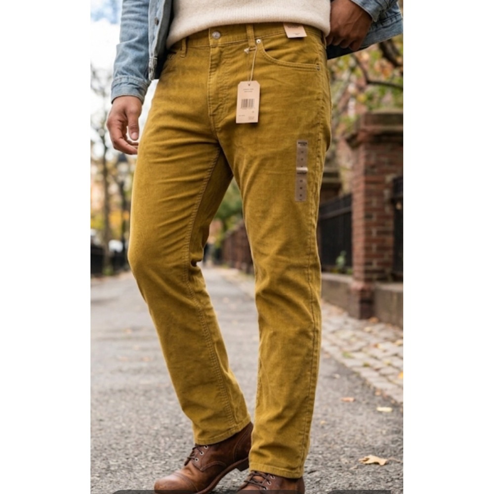 Levi's 511 Cord Trousers Jeans W40 L30 Men's Brown Slim Straight Retro Zip Low